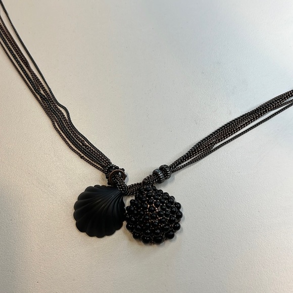 Giles & Brother Black & Copper Chain Necklace w/ Seashell Pendants, NWT! - Picture 1 of 6